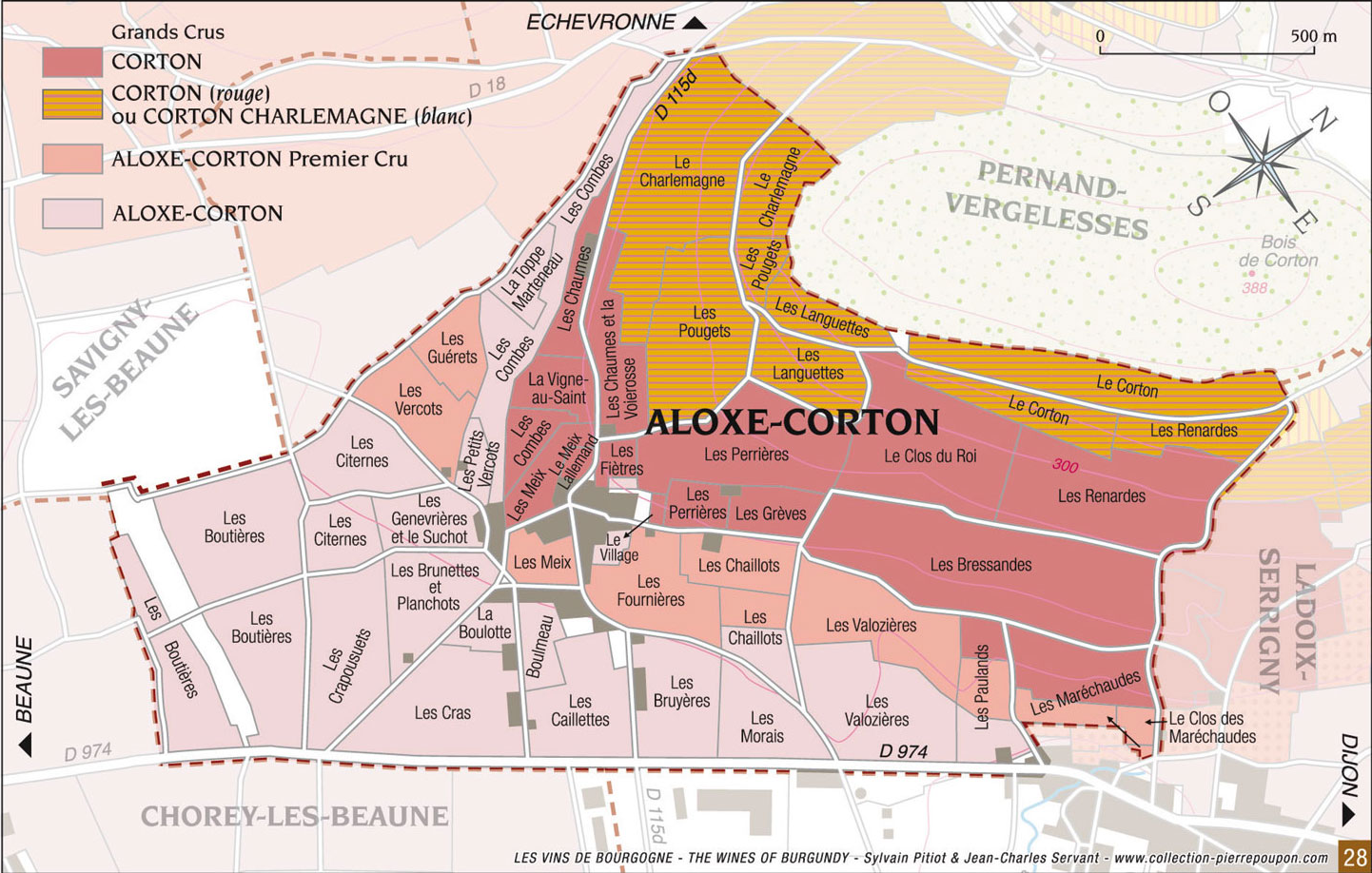 map of aloxe-corton wine region of burgundy